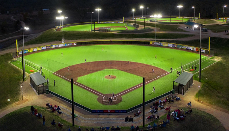 ballfield with stadium lights